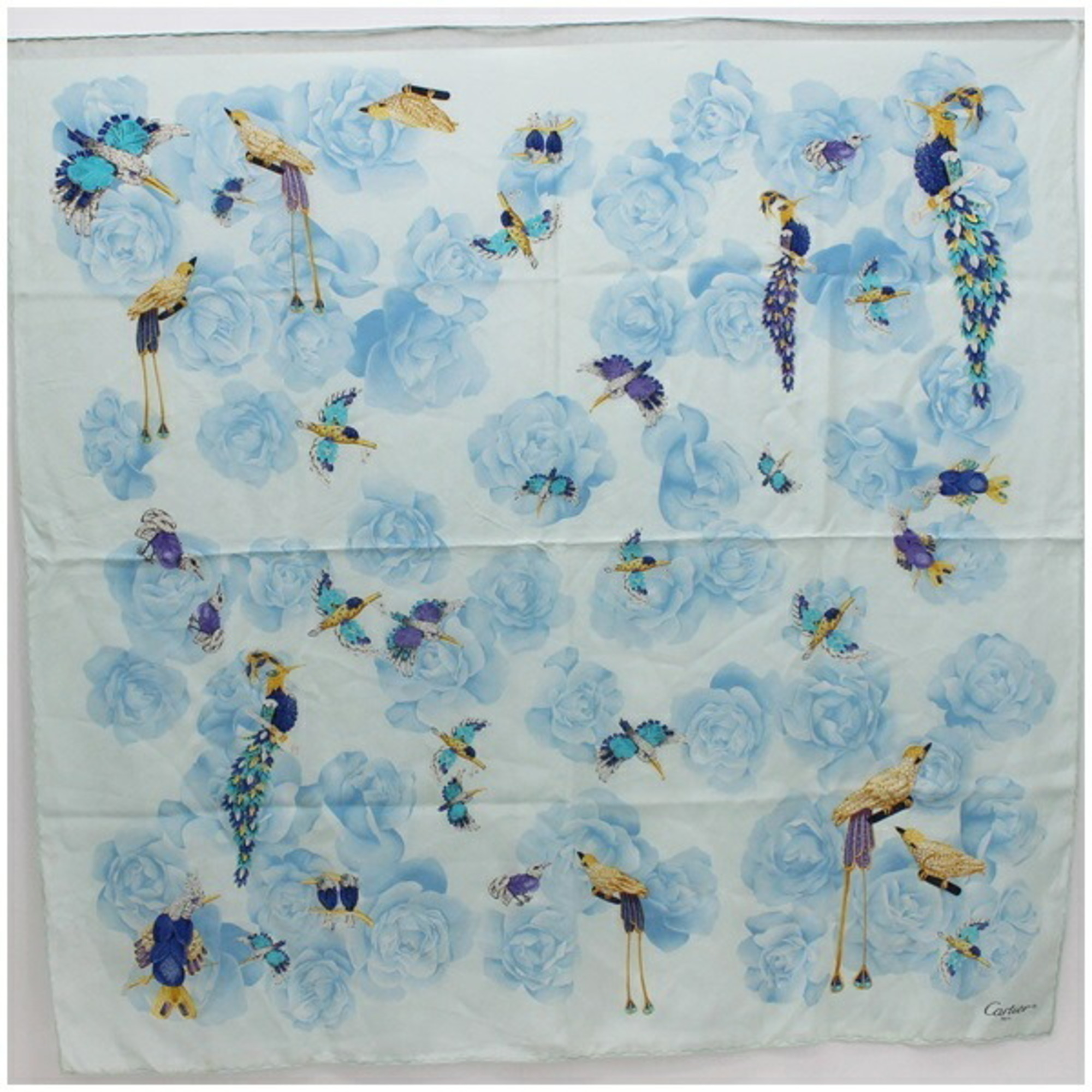 Cartier Silk Scarf Muffler Bird Pattern | Ladies